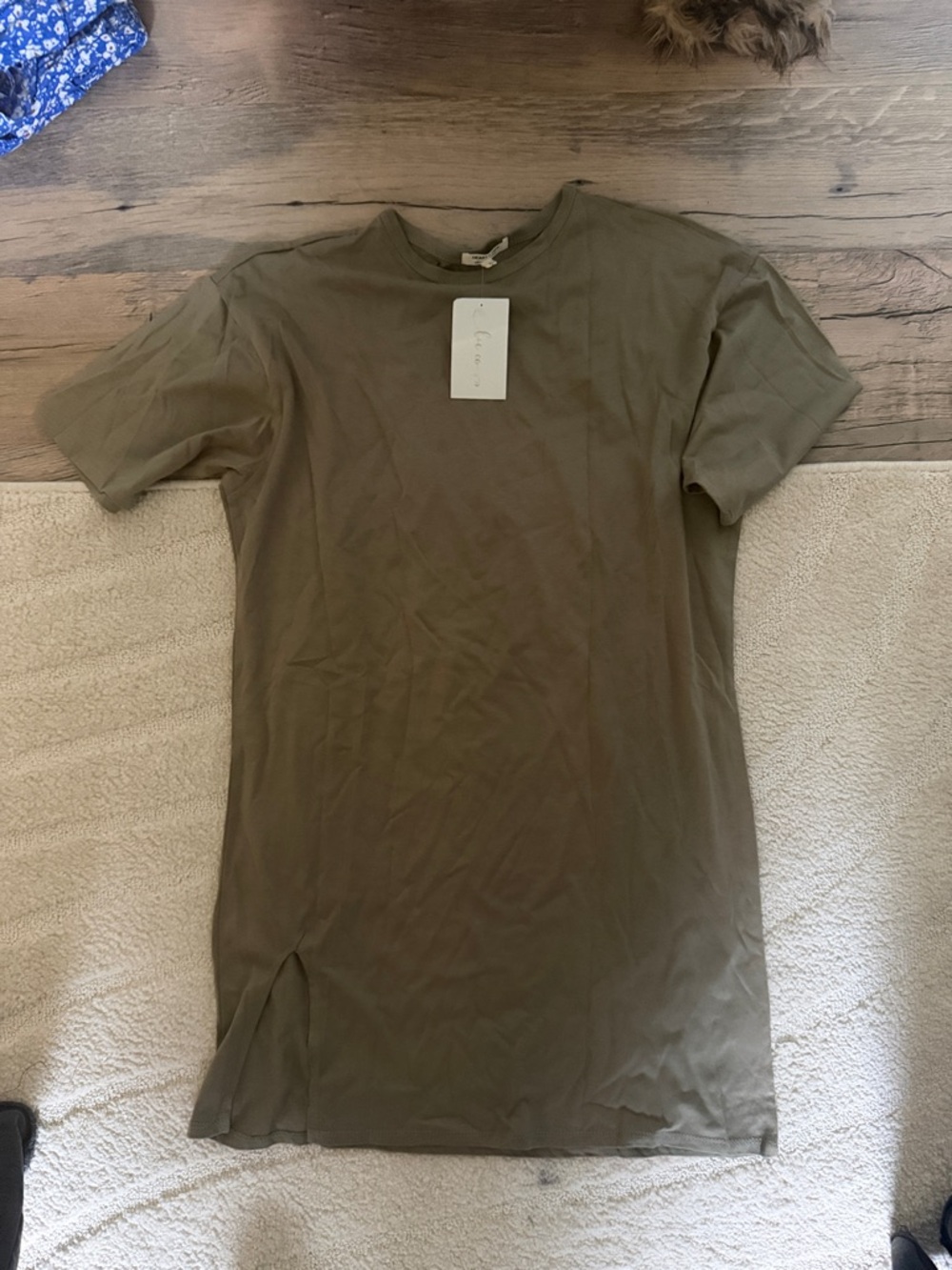 Casual Short Sleeve Mini Dress in Olive